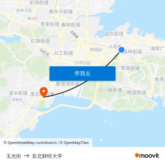 玉光街 to 东北财经大学 map