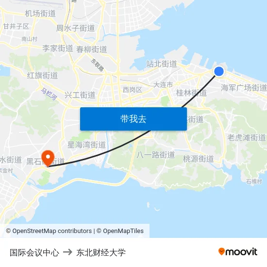 国际会议中心 to 东北财经大学 map