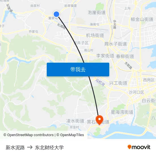 新水泥路 to 东北财经大学 map