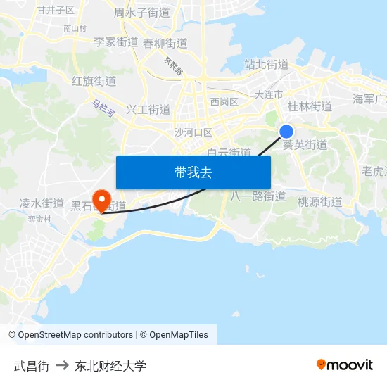 武昌街 to 东北财经大学 map