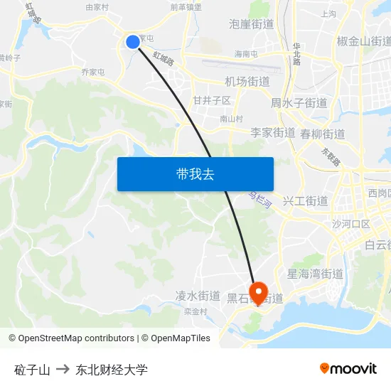 砬子山 to 东北财经大学 map