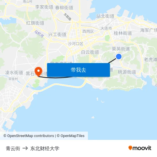 青云街 to 东北财经大学 map