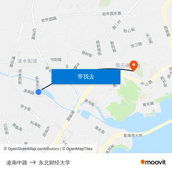 凌南中路 to 东北财经大学 map