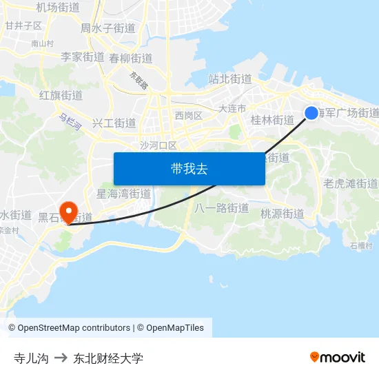 寺儿沟 to 东北财经大学 map