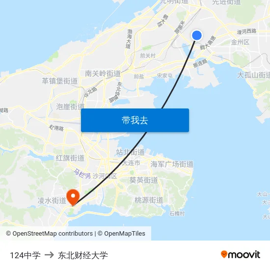 124中学 to 东北财经大学 map