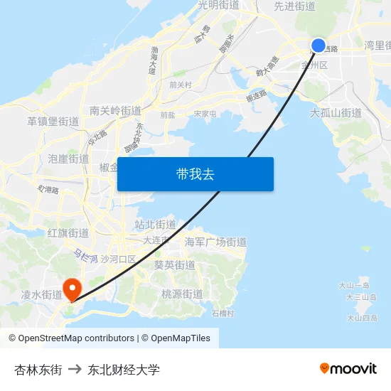 杏林东街 to 东北财经大学 map