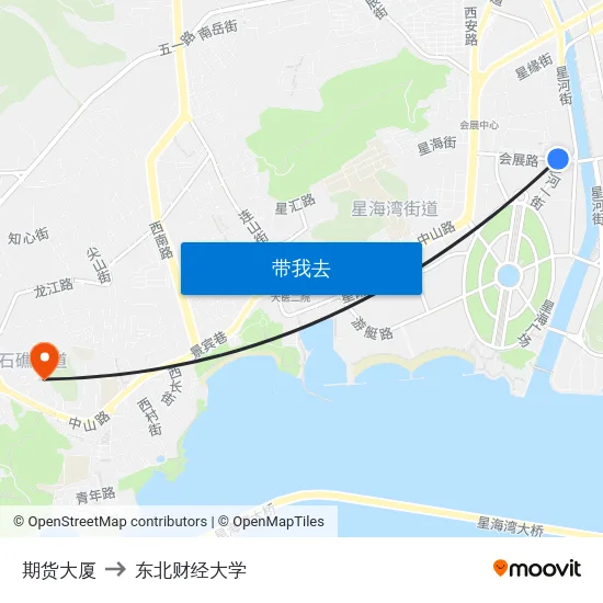 期货大厦 to 东北财经大学 map