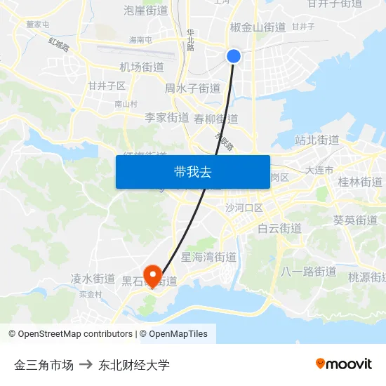 金三角市场 to 东北财经大学 map