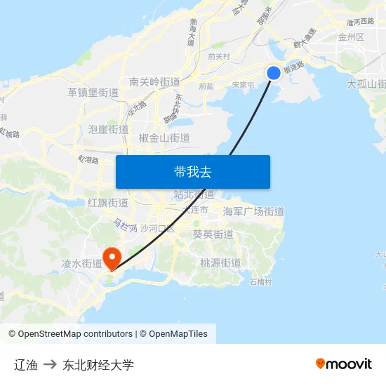 辽渔 to 东北财经大学 map