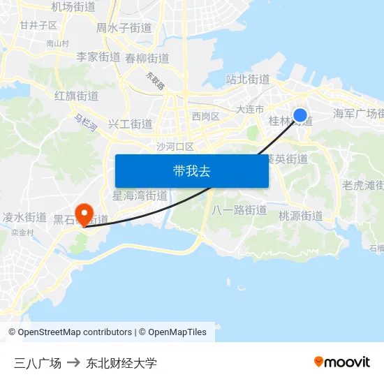 三八广场 to 东北财经大学 map