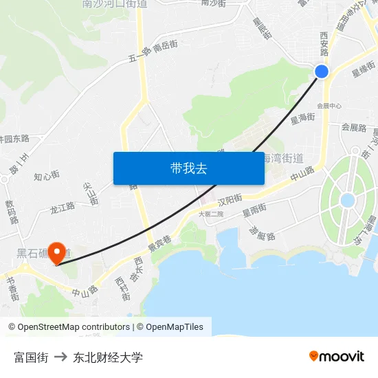 富国街 to 东北财经大学 map