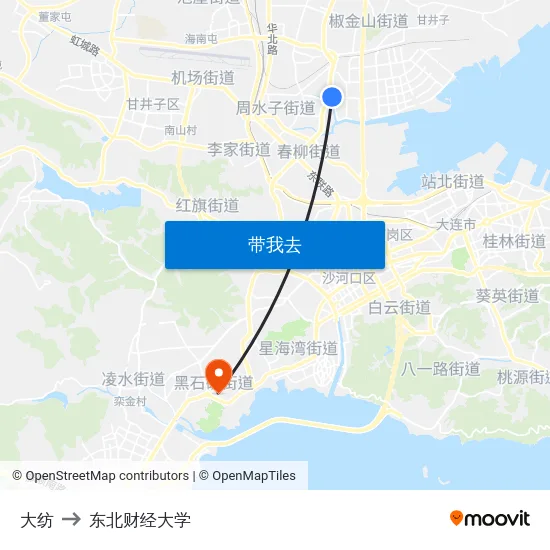 大纺 to 东北财经大学 map