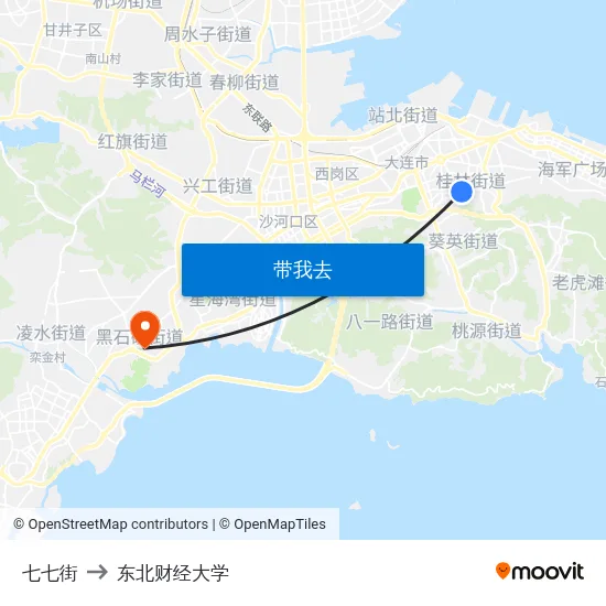 七七街 to 东北财经大学 map
