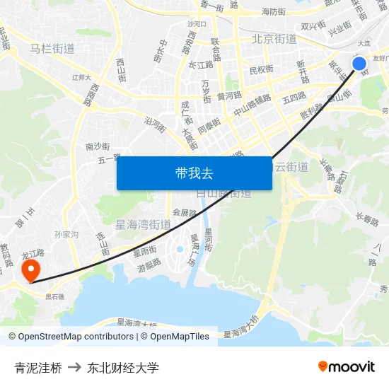 青泥洼桥 to 东北财经大学 map
