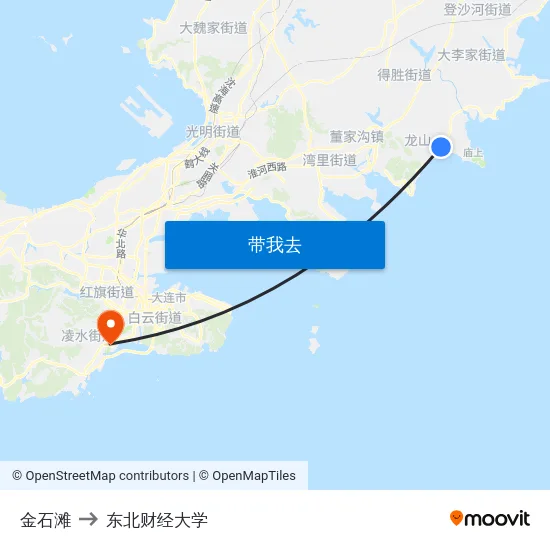 金石滩 to 东北财经大学 map
