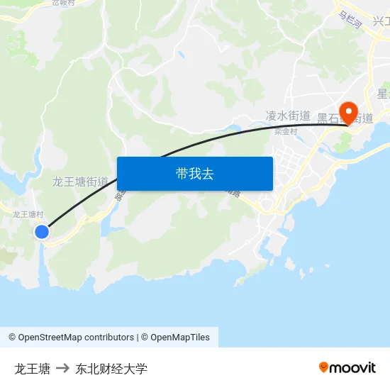 龙王塘 to 东北财经大学 map