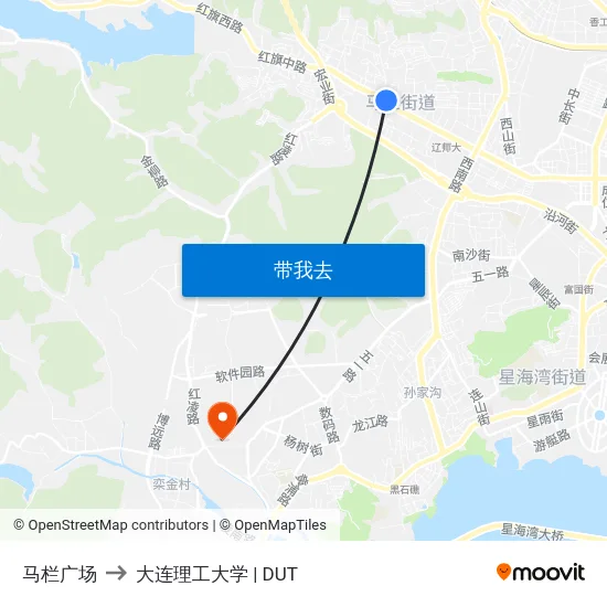 马栏广场 to 大连理工大学 | DUT map