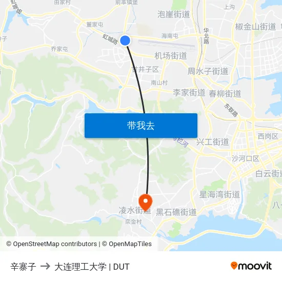 辛寨子 to 大连理工大学 | DUT map