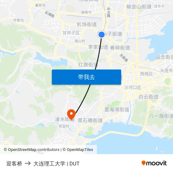 迎客桥 to 大连理工大学 | DUT map