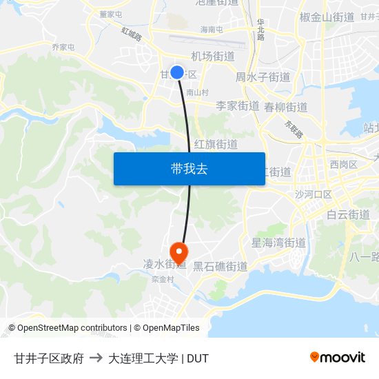 甘井子区政府 to 大连理工大学 | DUT map