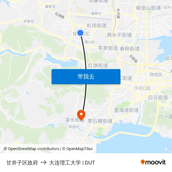 甘井子区政府 to 大连理工大学 | DUT map