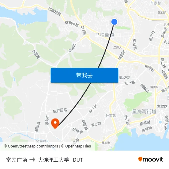 富民广场 to 大连理工大学 | DUT map