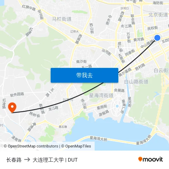长春路 to 大连理工大学 | DUT map