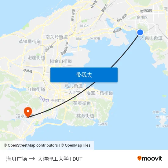 海贝广场 to 大连理工大学 | DUT map