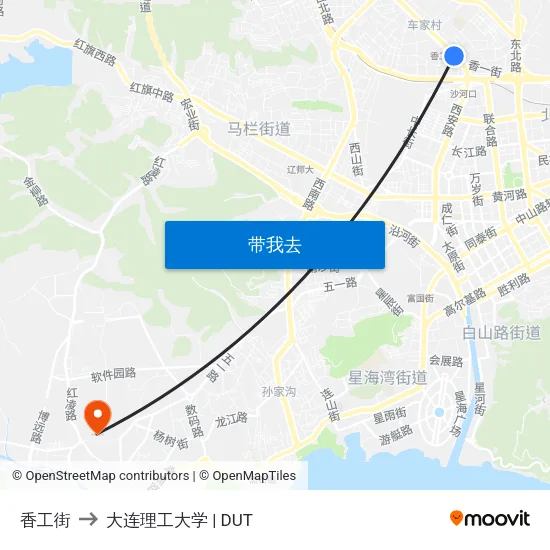 香工街 to 大连理工大学 | DUT map
