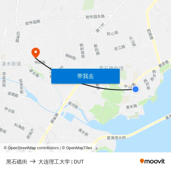 黑石礁街 to 大连理工大学 | DUT map