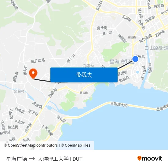 星海广场 to 大连理工大学 | DUT map