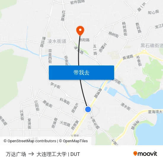 万达广场 to 大连理工大学 | DUT map