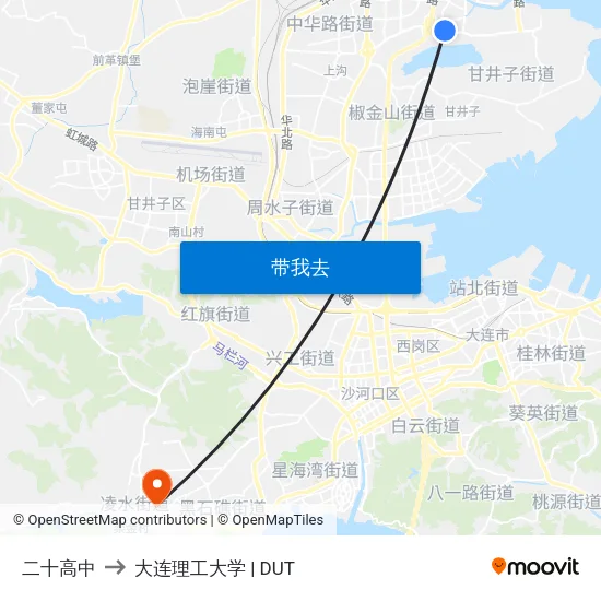 二十高中 to 大连理工大学 | DUT map