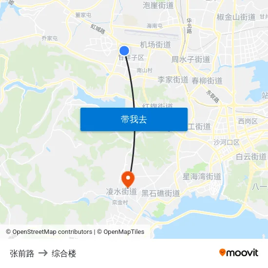 张前路 to 综合楼 map