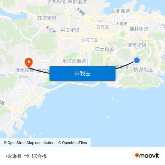 桃源街 to 综合楼 map