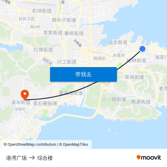 港湾广场 to 综合楼 map