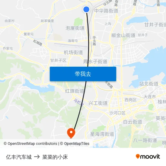 亿丰汽车城 to 菜菜的小床 map