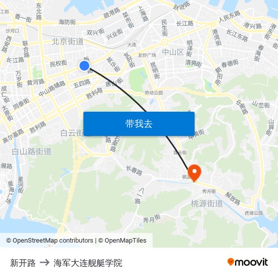 新开路 to 海军大连舰艇学院 map