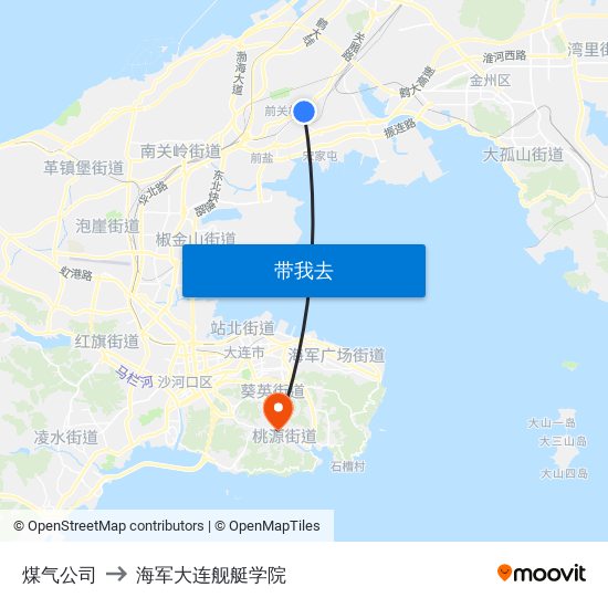 煤气公司 to 海军大连舰艇学院 map