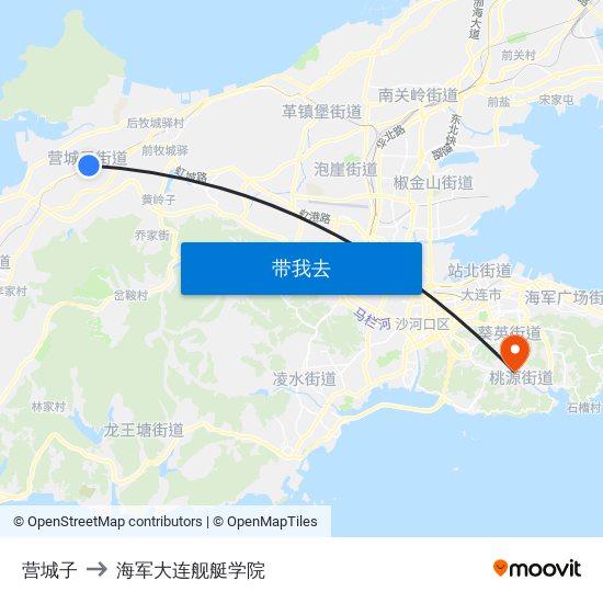 营城子 to 海军大连舰艇学院 map