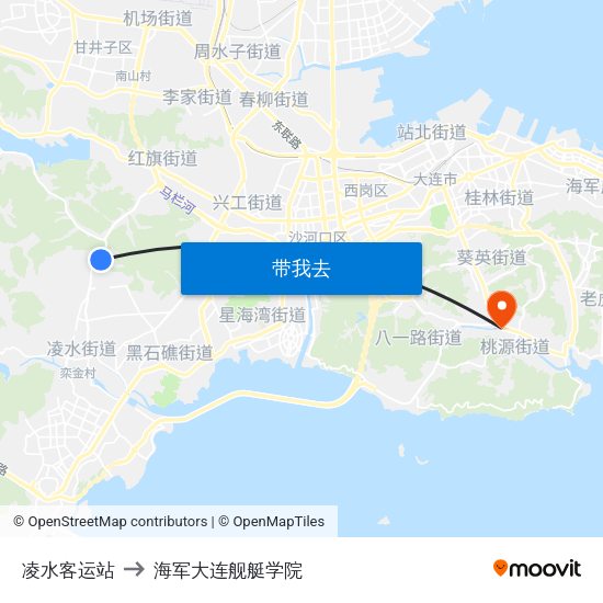 凌水客运站 to 海军大连舰艇学院 map