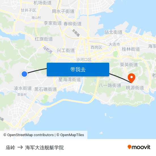 庙岭 to 海军大连舰艇学院 map