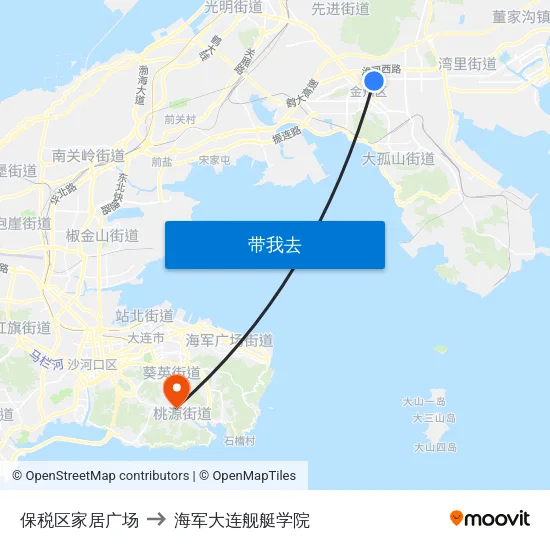 保税区家居广场 to 海军大连舰艇学院 map