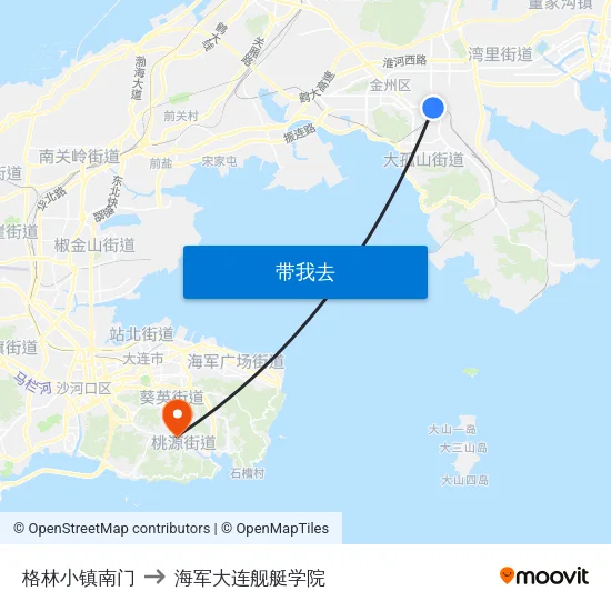 格林小镇南门 to 海军大连舰艇学院 map