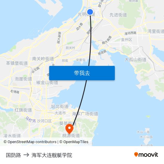 国防路 to 海军大连舰艇学院 map
