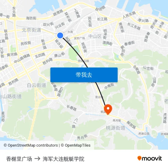 香榭里广场 to 海军大连舰艇学院 map