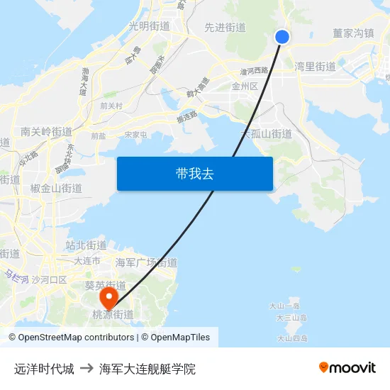 远洋时代城 to 海军大连舰艇学院 map