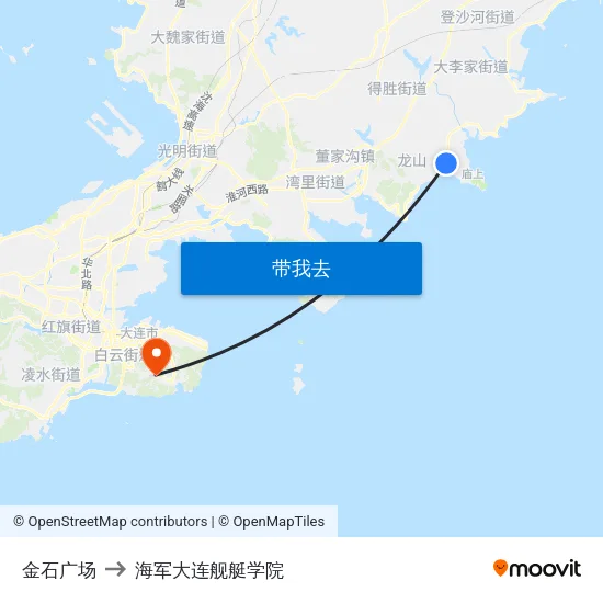 金石广场 to 海军大连舰艇学院 map