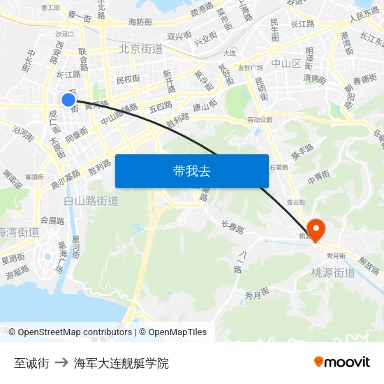 至诚街 to 海军大连舰艇学院 map