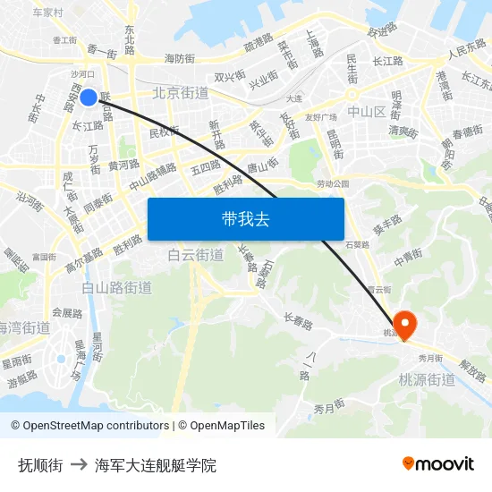 抚顺街 to 海军大连舰艇学院 map